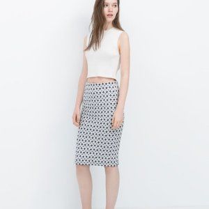 Zara Trafaluc Fitted Pencil Skirt - Blue and White
